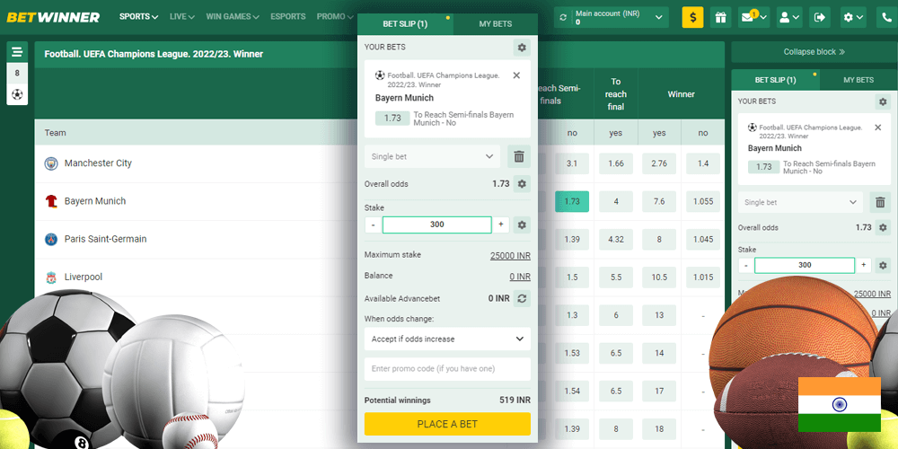 At Betwinner betting company players can place bets on different sporting events